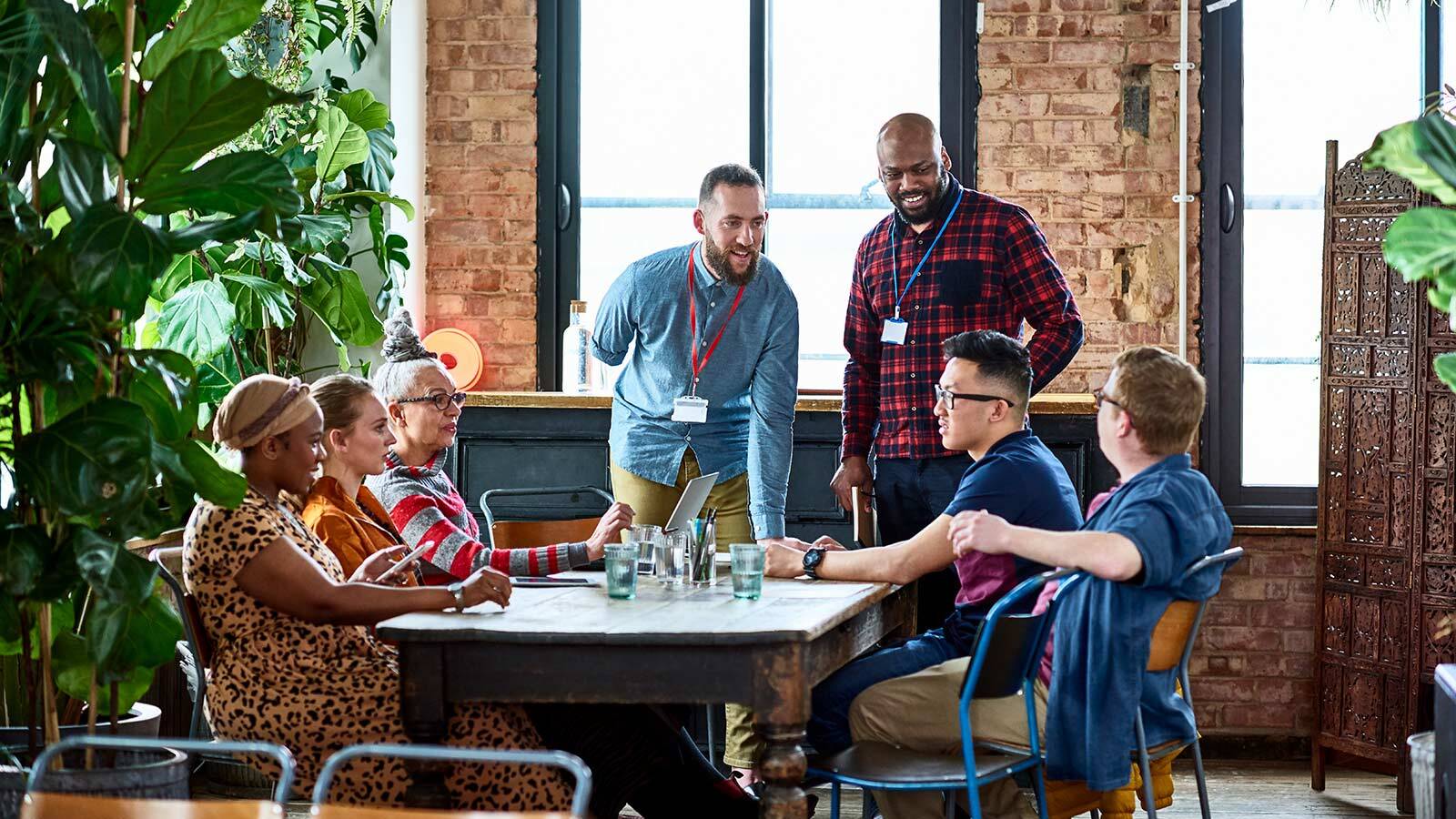 Group of coworkers meeting in the office